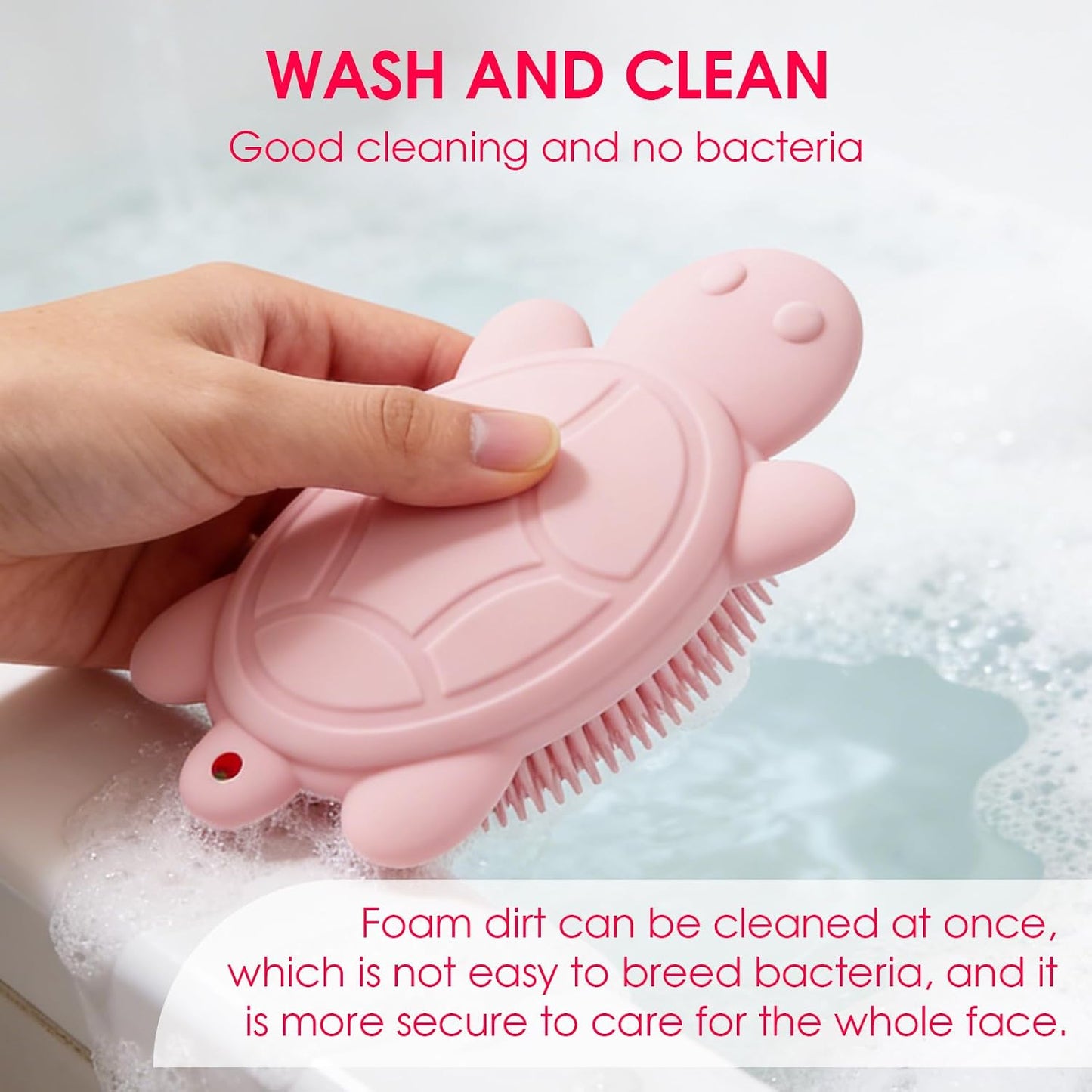 Baby Shower Brush,Kids Silicone Body and Back Exfoliating Mitt - Soft Bristles, Gentle Exfoliation, Cute Turtle Design Makes Children Love Bathing(Mint)