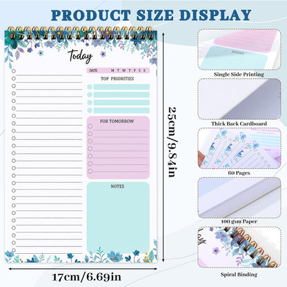 to Do List Notepad, Undated Daily Planner, 120 Pages, 6.7 x 9.8 in | 100 GSM FSC Paper, Plastic Cover, Spiral Bound, Tear-Off Pages, Task Checklist Layout For Home Office School Supplies
