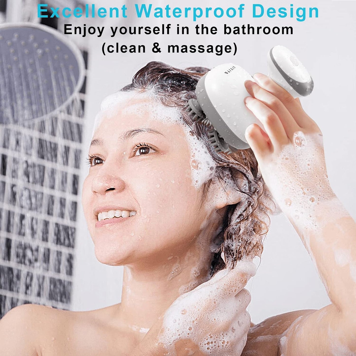 VIVIYA Electric Scalp Massager, Portable Rechargeable Head Massager with 8 Removable Massage Claws, Waterproof Handheld Hair Scalp Scratcher for Full-Body Massage and Stress Relax