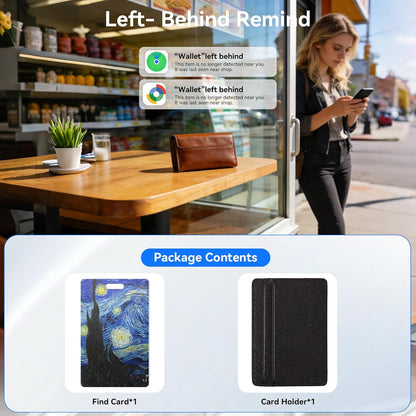 Wireless Charging Wallet Tracker Card, 12-Month Battery, Android & iOS