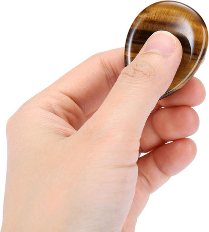 CrystalTears Tiger's Eye Thumb Worry Stone Healing Crystal Pocket Palm Stone Worry Stones for Anxiety Stress Relief