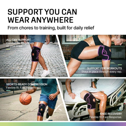 Modvel Knee Brace with Side Stabilizers & Patella Gel Pads for Pain Relief and Joint Support Breathable, Non-Slip Compression Sleeve for Men & Women, Arthritis, Meniscus, ACL Recovery