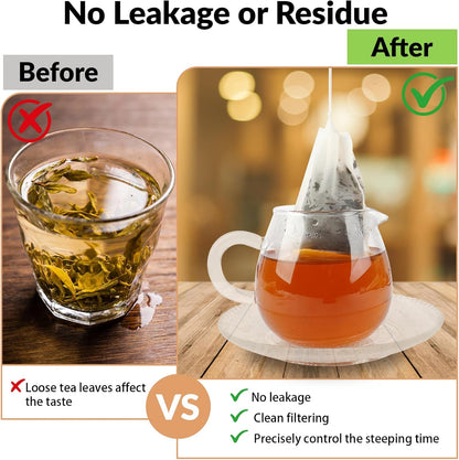 300 Pcs Disposable Tea Bags for Loose Leaf Tea, Food-grade Tea Filter Sachets with Drawstring, Empty Tea Infuser Bag for Coffee, Herbs, Spices (3.54" x 2.75")