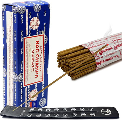 TRUMIRI Incense Stick Holder Bundle with Satya Sai Baba Nagchampa 250g Bulk Incense Sticks Nag Champa Agarbatti - Pack of 1 (Approx 250 Insence-Sticks)