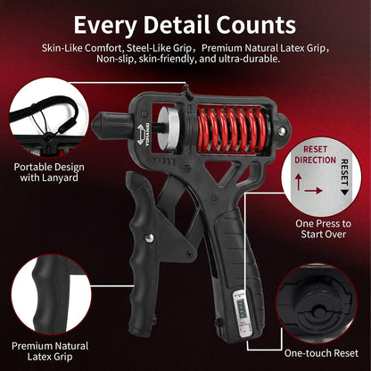 Adjustable 11-350 Lbs, Grip Strength Trainer, Forearm Hand Exerciser for Strength with Digital Counter, Hand Gripper Strengthener for Athletes Muscle Building Hand Treatment Strength Recovery.