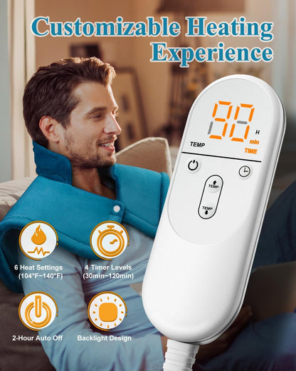 Heating Pad for Neck Shoulders Back, Electric Heat Pads, Weighted Heated Wrap for Daily Relax 6 Heat Settings 4 Auto Timers, Birthday Gifts for Women Men Mom Dad Wife Husband, 24"x33", ETL Certified