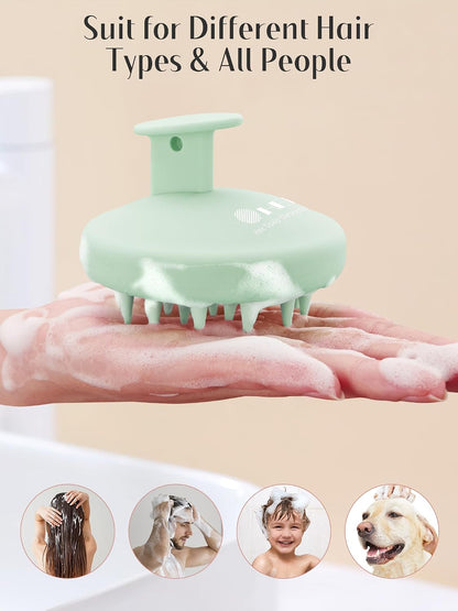 HEETA Scalp Massager Hair Growth, Scalp Scrubber with Soft Bristles, Integrated Silicone Design, Exfoliator for Dandruff Removal & Relaxation, Shampoo Brush Fit Wet Dry Hair Use, Black