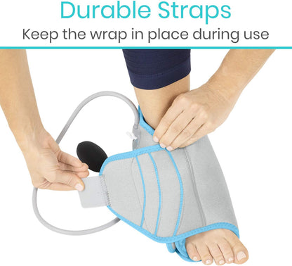 Vive Compression Ankle Ice Pack Wrap for Foot Pain Relief - Soft Cold Brace for Recovering Injuries - Support for Swelling, Sprains, & Fractures - Filled with Reusable Gel, Fits Small & Large Feet