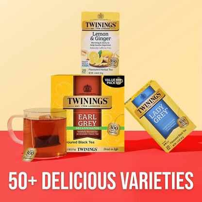 Twinings Decaffeinated Earl Grey Black Tea Individually Wrapped Bags, 100 Count (Pack of 1), Flavoured with Citrus and Bergamot, Enjoy Hot or Iced, 100 Teabags