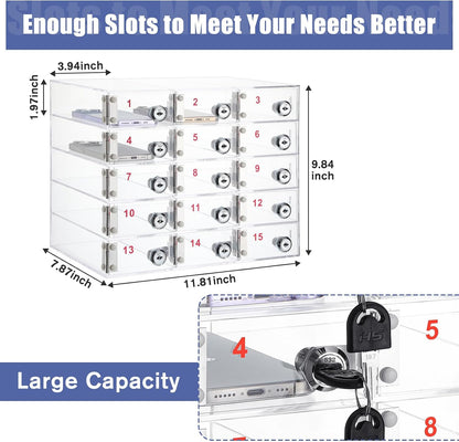 Layhit 20 Slots Cell Phone Locker Box for Classroom, Back to School, Clear