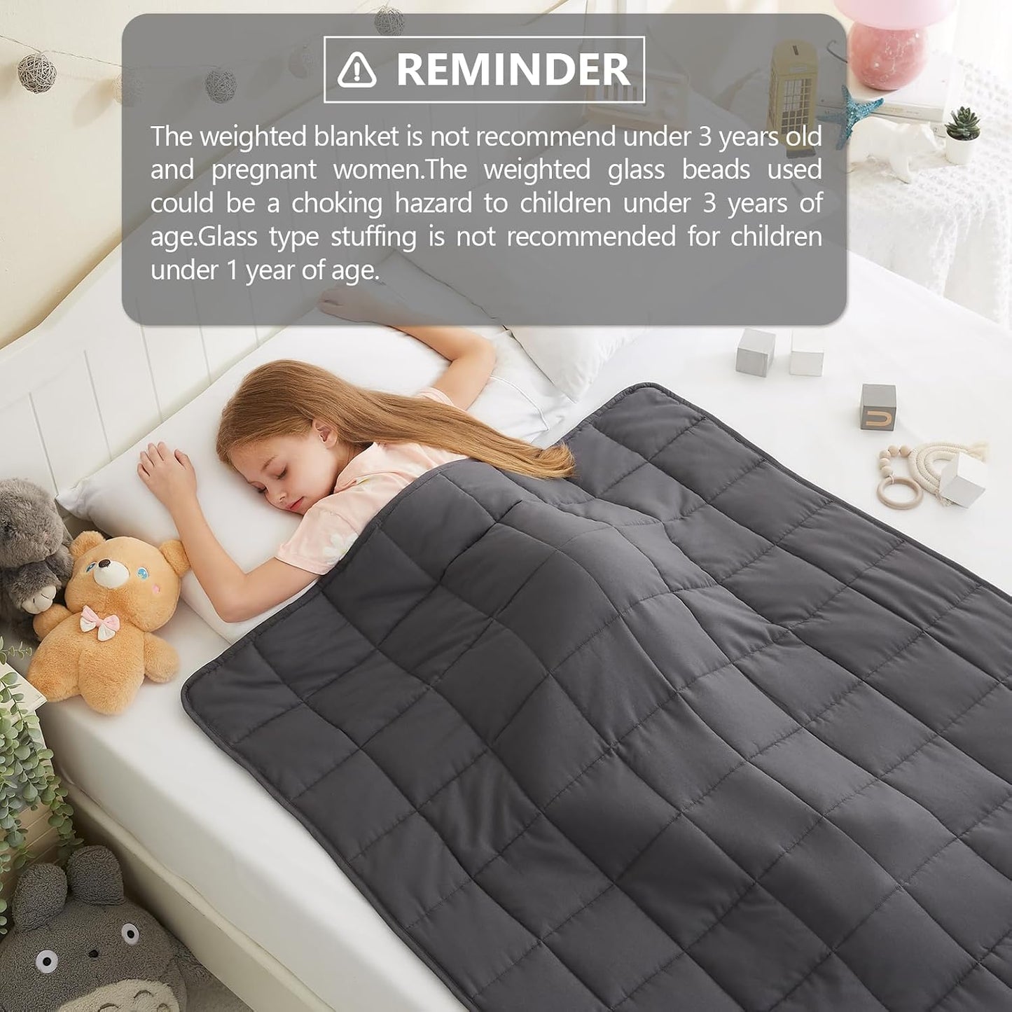 L'AGRATY Weighted Lap Pad 7lb: Small Weighted Blanket for Adults - Cooling Portable Travel Blanket for Relaxation Sleeping - Washable All-Season (29" x 24")