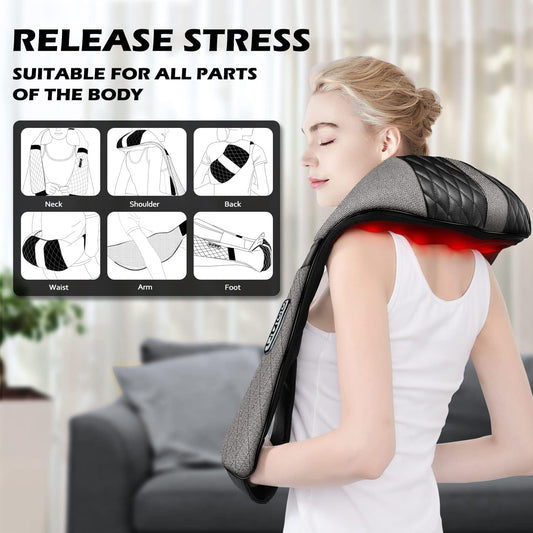 Blue Elf Shiatsu Neck Back Massager,Kneading Electric Massager with Heat