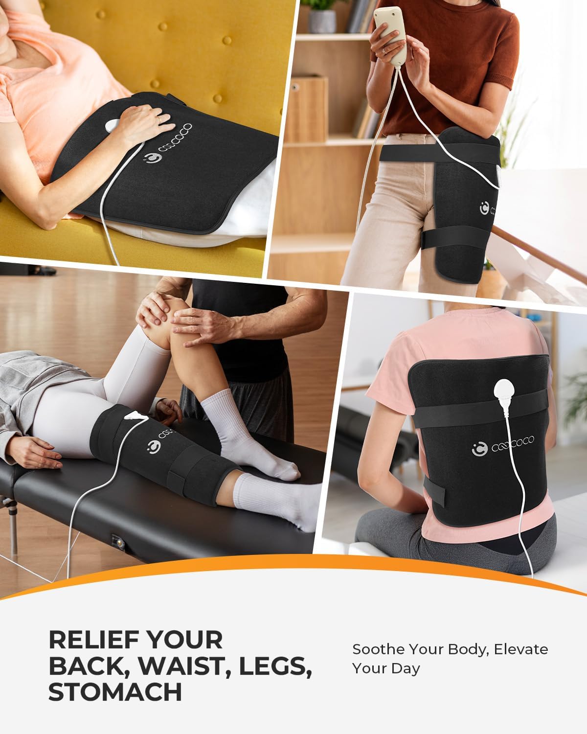 CooCoCo 17x33 Large Heating Pad for Back, HSA Approved Items for Mom Dad, Electric Heated Pad for Neck Shoulders Period Cramps, FSA Eligible Heat Pad, Auto Off, 10ft Cord