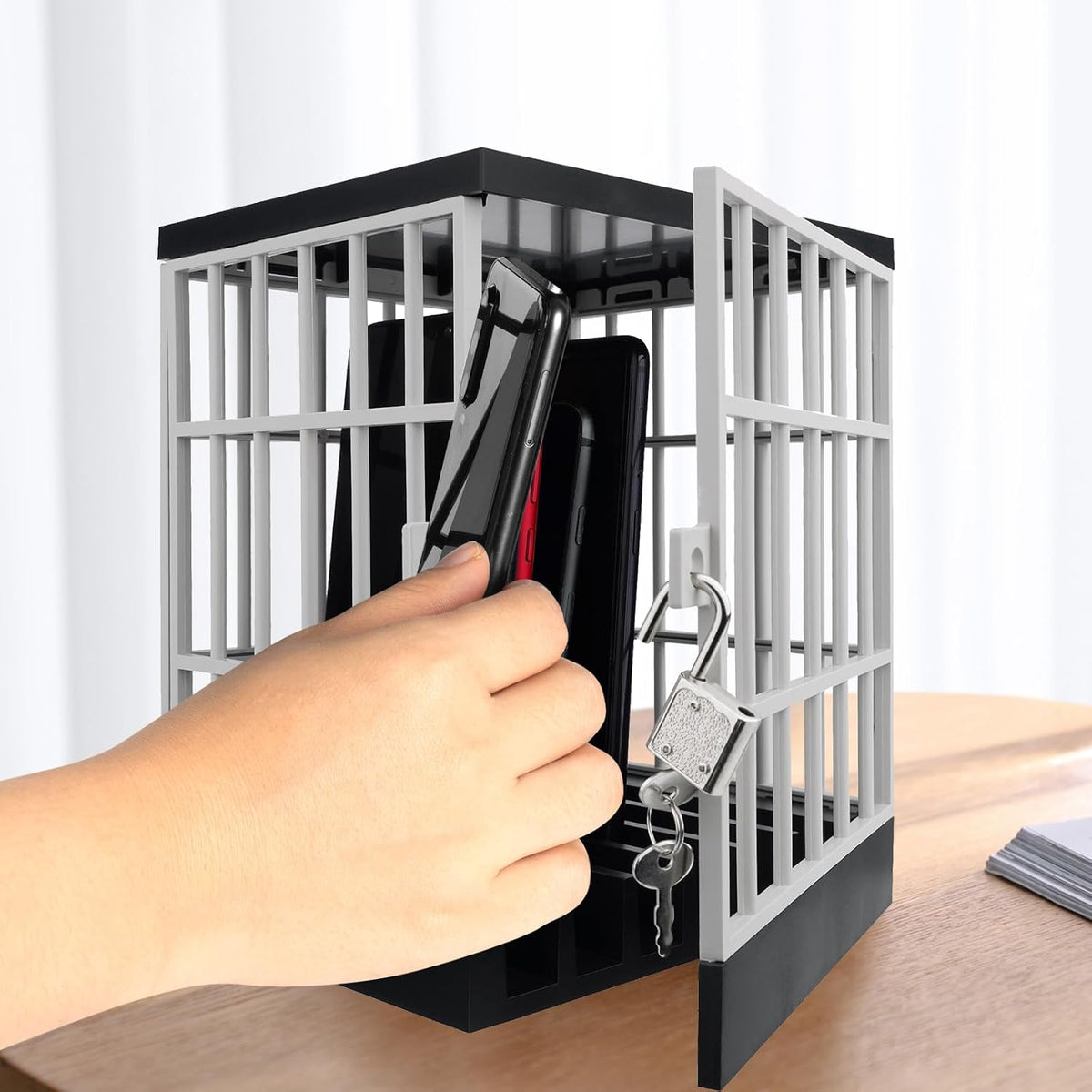 Gemaxvoled Cell Phone Jail-Phone Cage with Lock and Key, Phone Lock Box, Cell Phone Locker for Classroom/Family