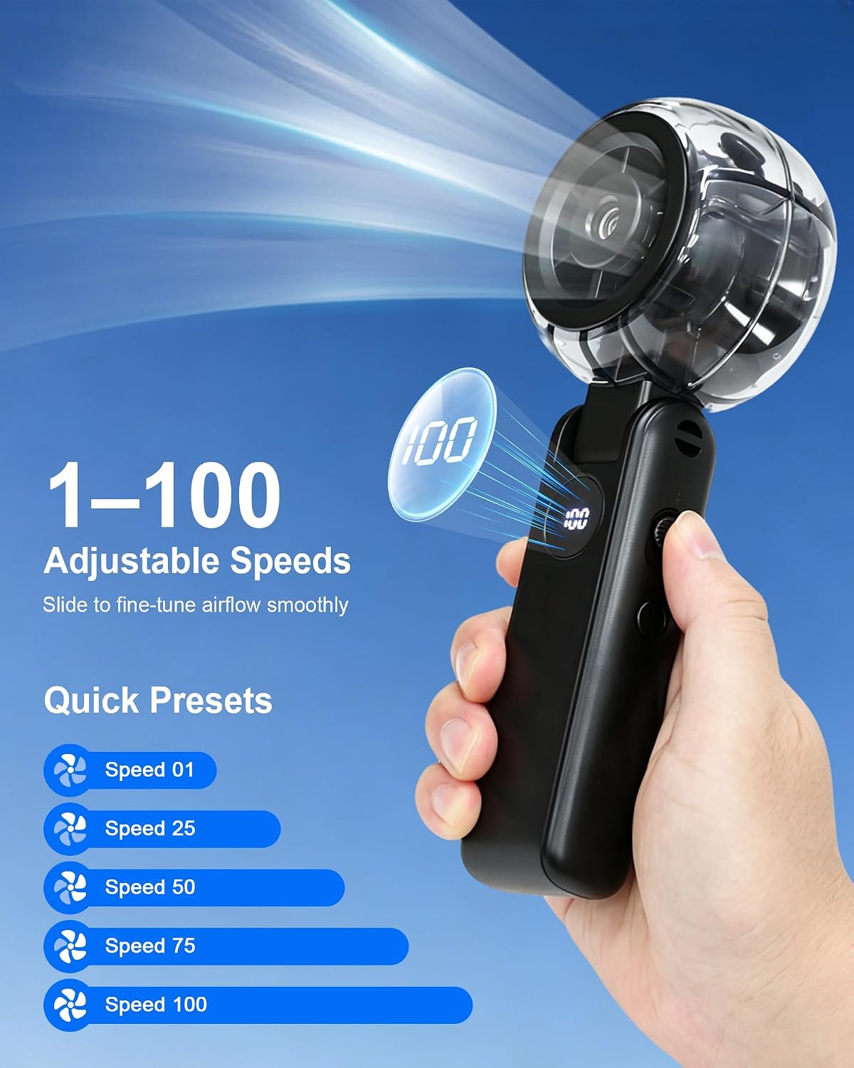 Portable Misting Fan, Rechargeable Handheld Spray Fan