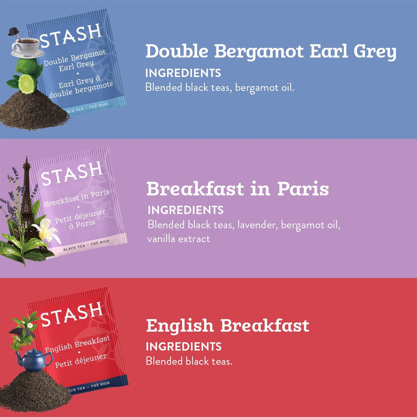 Stash Tea Soothing Herbal Tea 6 Flavor Variety Pack, 6 Boxes With 18-20 Tea Bags Each