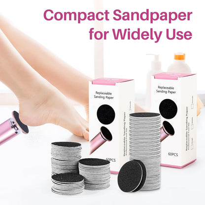 LIONVISON Electric Foot Callus Remover: Adjustable Speed Foot File for Cracked Heels - Working Women's Summer Pedicure Tool with 60pcs Sandpaper Discs - Dead Skin Remover for Dry Feet at-Home