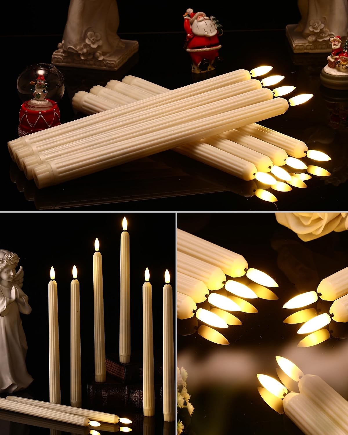 Treela 72 Pcs Flameless LED Taper Candles Battery Operated Candles Bulk 11 Inch Flickering Fake Candlesticks with Warm Light for Valentines Day Church Wedding Party Battery Not Included(Classic,Ivory)