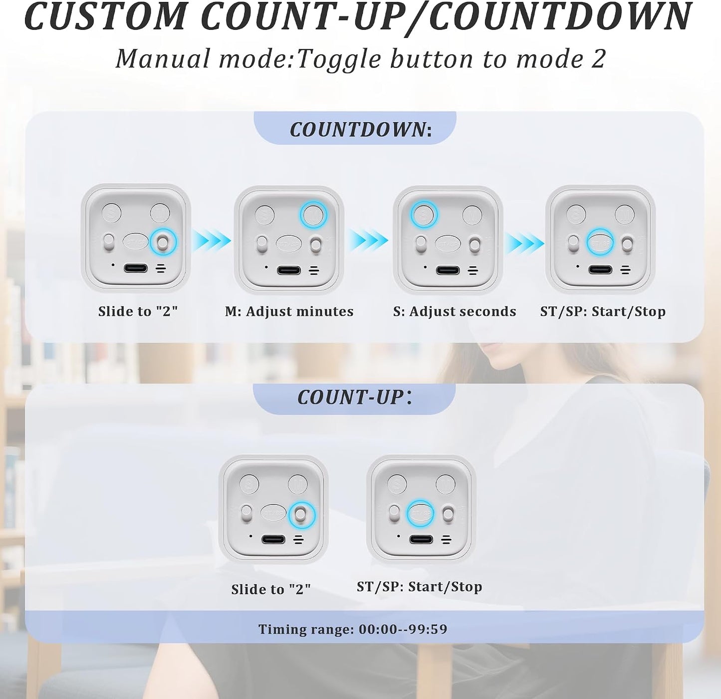 Rotating Pomodoro Timer 5,10,30, 60 Minutes Preset,Desk Productivity Flip Timer, Visual Cube Countdown Stopwatch,Custom Modes/Vibration/High/Low Volume,ADHD Timers, for Study, Work, School, Kitchen
