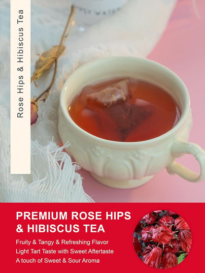 TeeLux Rosehip & Hibiscus Tea Bags, Tart & Fruity Taste, 60 Count