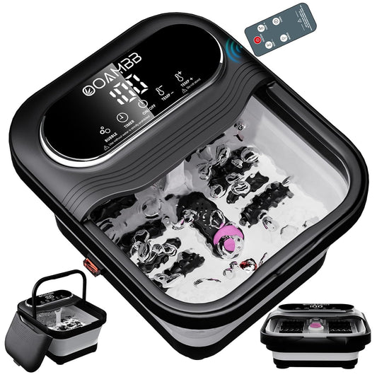 OOAMBB Collapsible Foot Spa with Heat, Bubble, Temp Control, Black