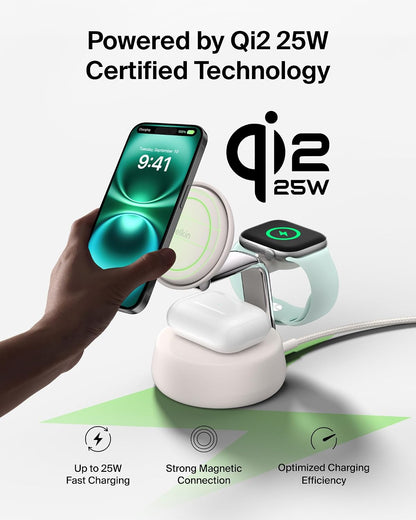 Belkin Qi2.2 25W Wireless 2 in 1 iPhone Charger, Fast Charging for Travel