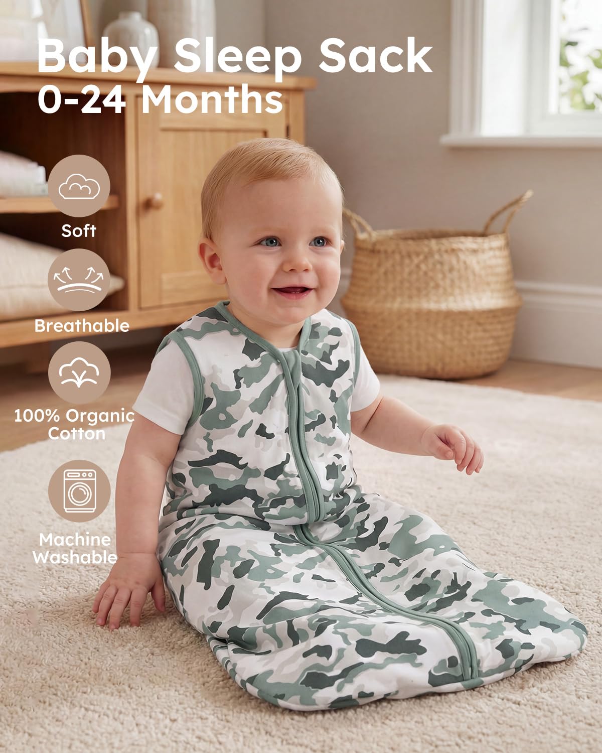 Yoofoss Baby Sleep Sack Baby Wearable Blanket 100% Cotton 2-Way Zipper Toddler Sleeping Sack
