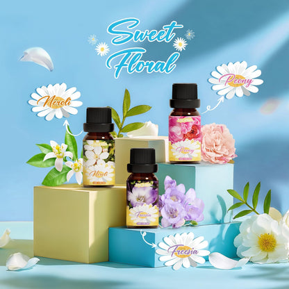 SALKING Floral Essential Oils Set, Premium Pure and Natural Essential Oils, Fragrance Oil Scented Oils for Oil Diffusers 6 x 10 ML - Lavender, Rose, Jasmine, Cherry Blossom, Gardenia, Chamomile