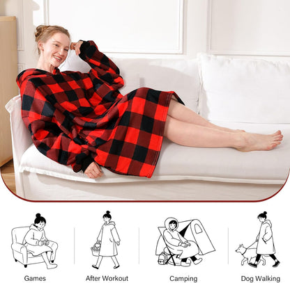 LetsFunny Blanket Hoodie,Oversized Wearable Sherpa Fleece Blanket Sweatshirt,Super Soft Warm Cozy with Giant Pocket,Gifts for Women Men Adults Teenagers, One Size Fits All