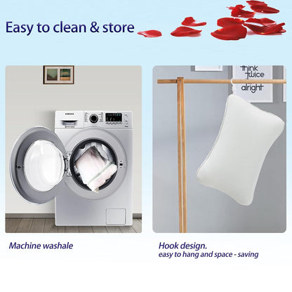 Bathtub Pillow, Non Slip, Breathable Soft, Comfortable Head Neck Support, Machine Washable, 2 Large Suction Cups (White)