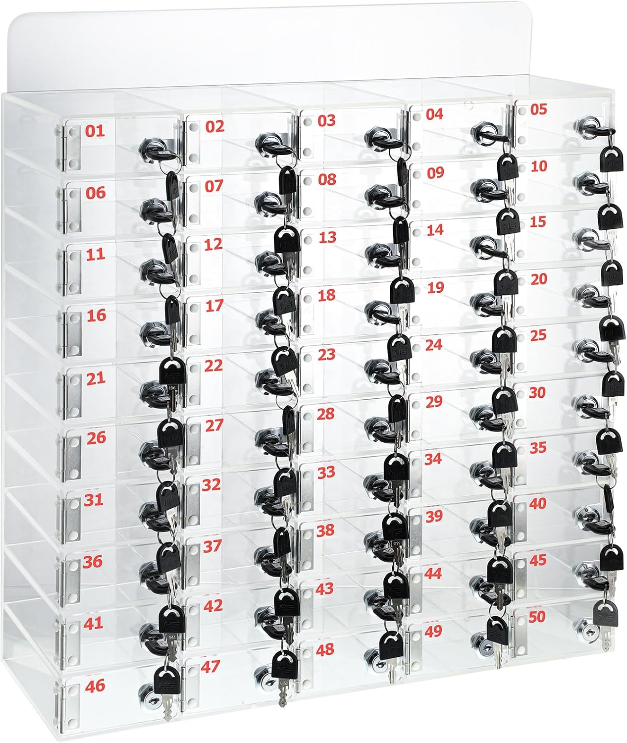 Threan 12 Slot Cell Phone Storage Box, Acrylic Clear Cell Phone Storage Cabinet Wall Mounted with Door, Locks and Keys for Office School Factory