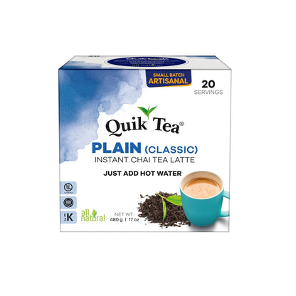 QuikTea Instant Chai Tea Latte Mix, Masala, Unsweetened, 20 Sachets