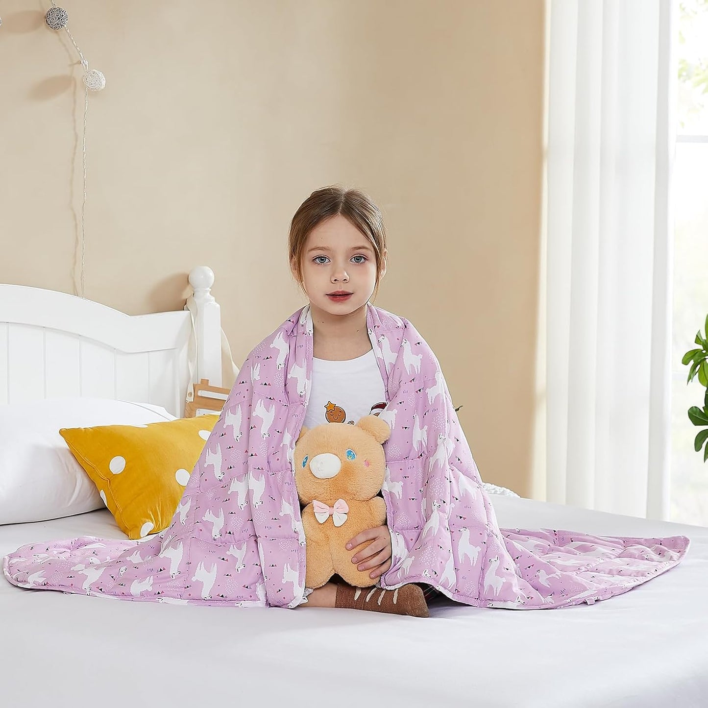 L'AGRATY Weighted Lap Pad 7lb: Small Weighted Blanket for Adults - Cooling Portable Travel Blanket for Relaxation Sleeping - Washable All-Season (29" x 24")