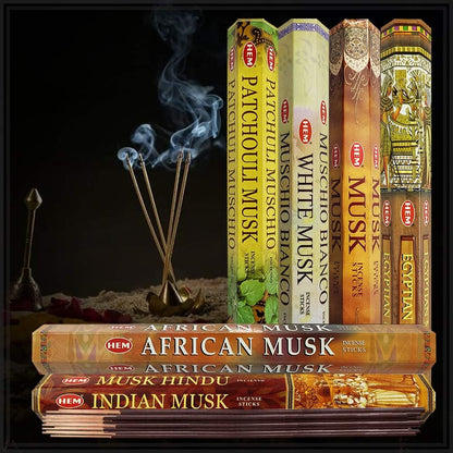 Hem Incense Sticks Variety Pack #23-120 Insence-Sticks (6 Incents x 20 Insense) + Incense Stick Holder with 6 Most Liked Scents Including Patchouli Dragons Blood White Sage Frankincense-Myrrh