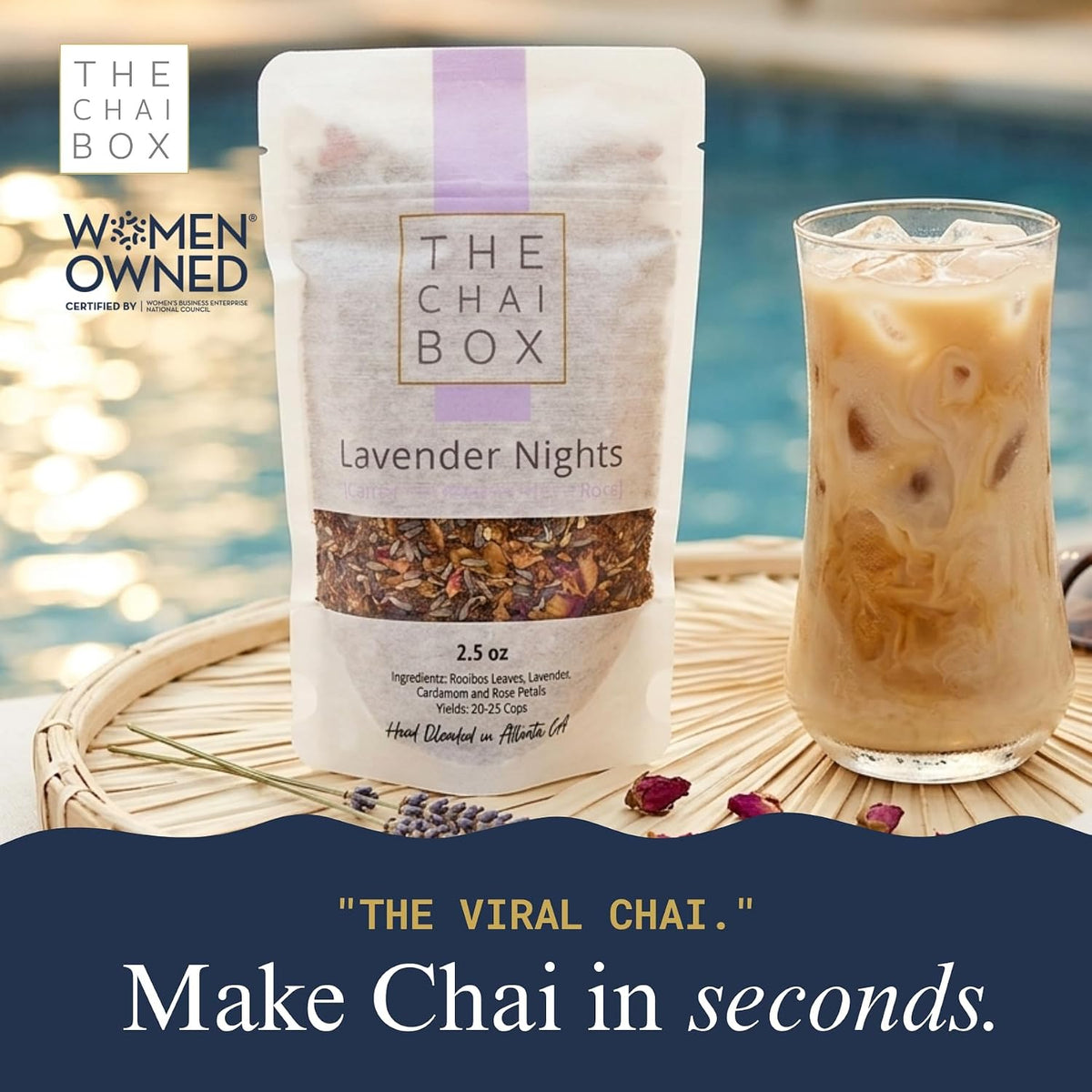 The Chai Box Traditional Lavender Chai with Rose - 100% Organic Black Tea
