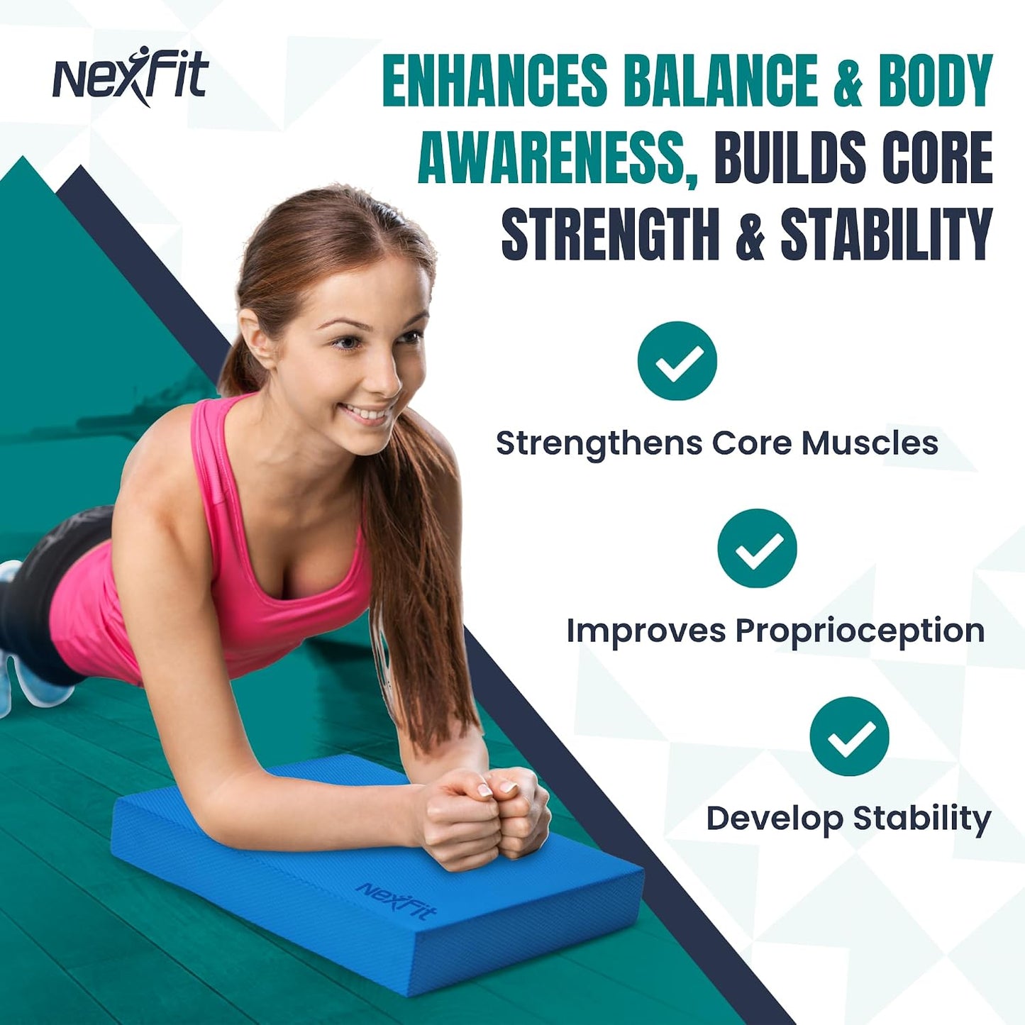 High-Density Balance Pad - Durable TPE Foam Balance Pad Physical Therapy, Foam Exercise Pad with Non-Slip Surface, Lightweight for Home & Gym Workouts, Core Strength & Balance Enhancement