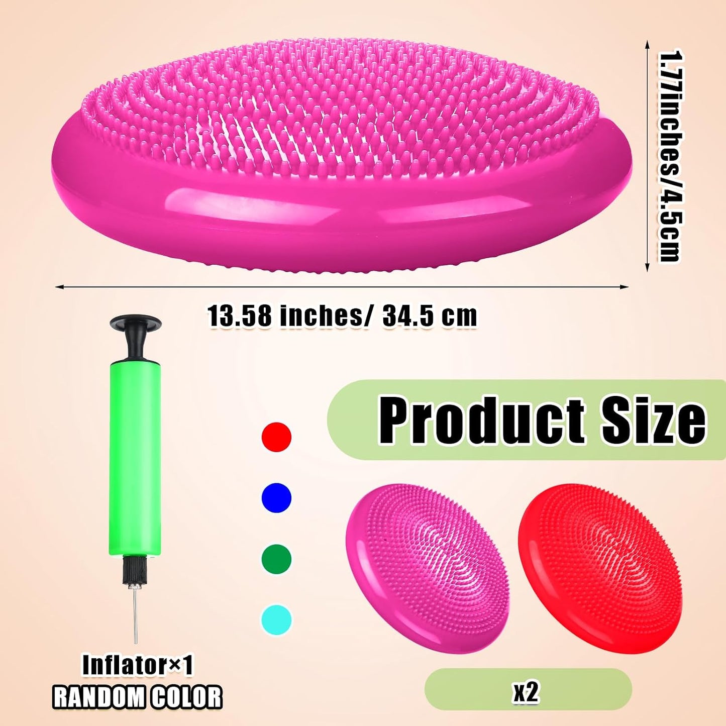 Silipull 2 Pcs Wiggle Seat Inflated Wobble Cushion Flexible Balance Disc with Air Pump for Core Stability Strengthening Improving Posture Physical Exercise
