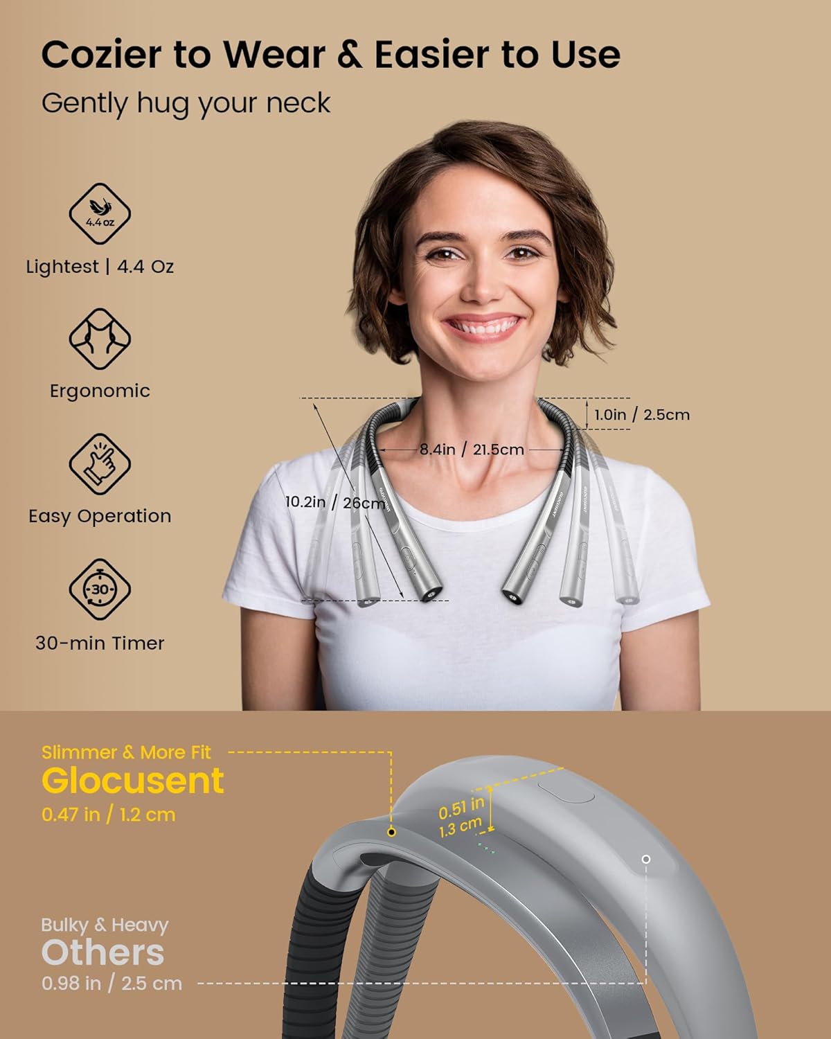 Glocusent Book Light, 3-Color & 6-Brightness Reading Light, Bendable Neck Light, 80-hr Lasting Rechargeable Book Light, Perfect Reading Lights for Books in Bed, Knitting, Repairing, Book Lovers Gifts