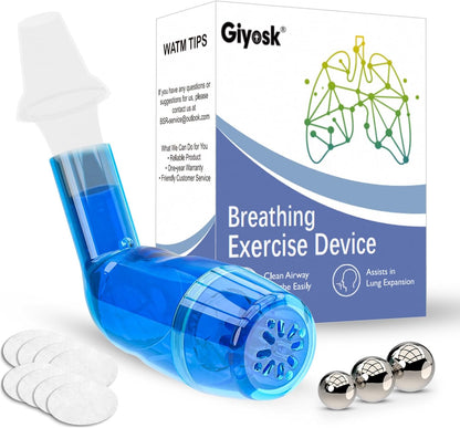 Giyosk Breathing Exercise Device for Lungs, Lung Expansion and Mucus Relief Device, Portable Expiratory Breathing Exerciser with A Set of Accessories, Breathing Trainer for Lung Cleanse(Green)