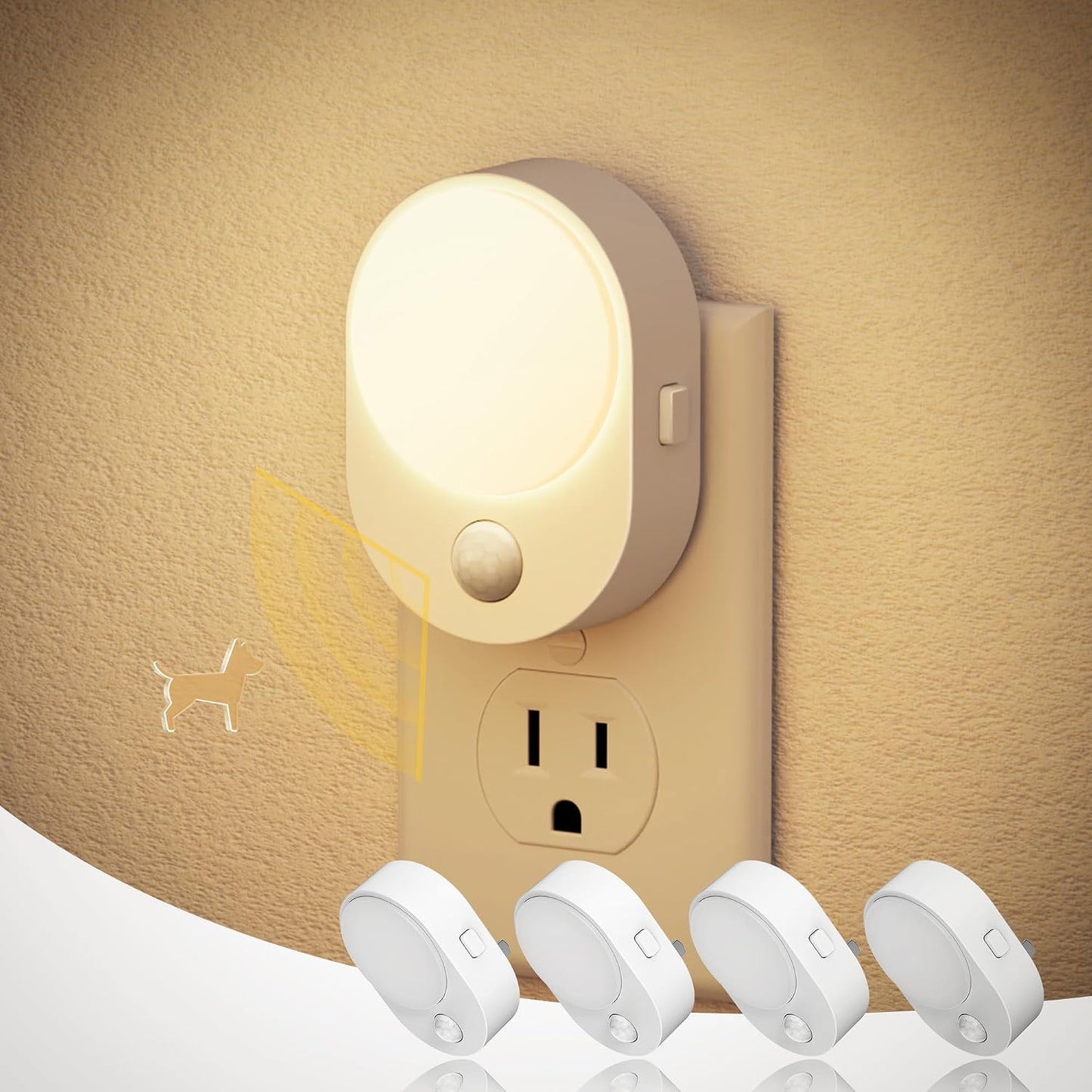 JandCase Night Light, Modern Night Lights Plug into Wall,2 Pack Dusk to Dawn Sensor Nightlight, Amber Brightness Adjustable Nightlight for Kids Bathroom Hallway Kitchen Bedroom Decor