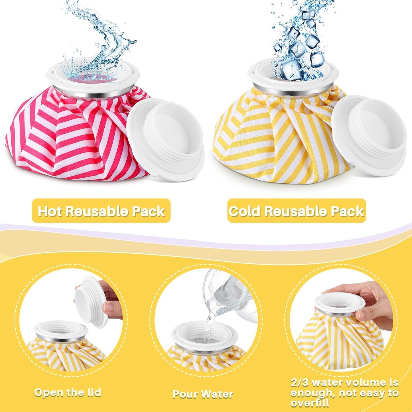 Honoson 4 Pack Reusable Ice Pack for Injuries, Ice Bags Hot Water Bag for Hot & Cold Pain Relief No-Leak Elastic Breathable for Muscle, Joint Pain Swelling, Sports & Home Use(Cute Fruit Style)