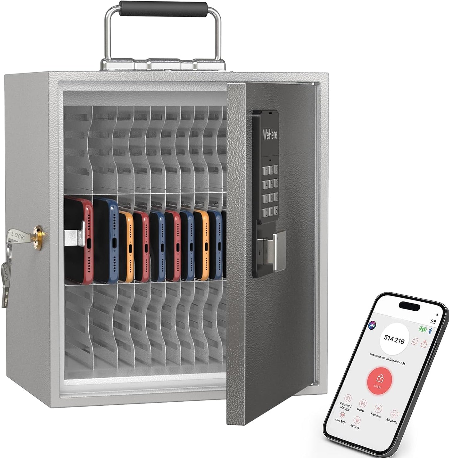 36 Slots Cell Phone Locker with Smart Lock, Metal Storage Cabinet