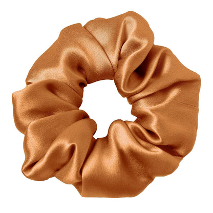 LILYSILK Silk Hair Scrunchies / Ties for Frizz & Breakage Prevention, 100% Mulberry, No Damage, Elastic ponytail Holders, 1Pc, Coffee - Colors B
