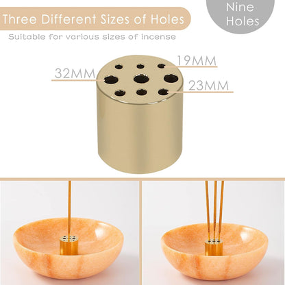 Incense Holder, Beautiful Natural Marble Incense Burner for Meditation, 9 Incense Holes Suitable for Most Types (Black)
