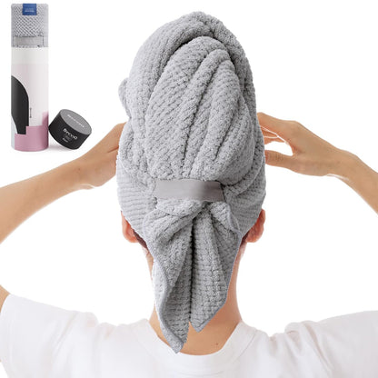 Large Microfiber Hair Towel Wrap for Women, Anti Frizz Drying Towel, Fast Dry Turban Wet Hair, Long, Thick, Curly Super Absorbent Soft Towels - White