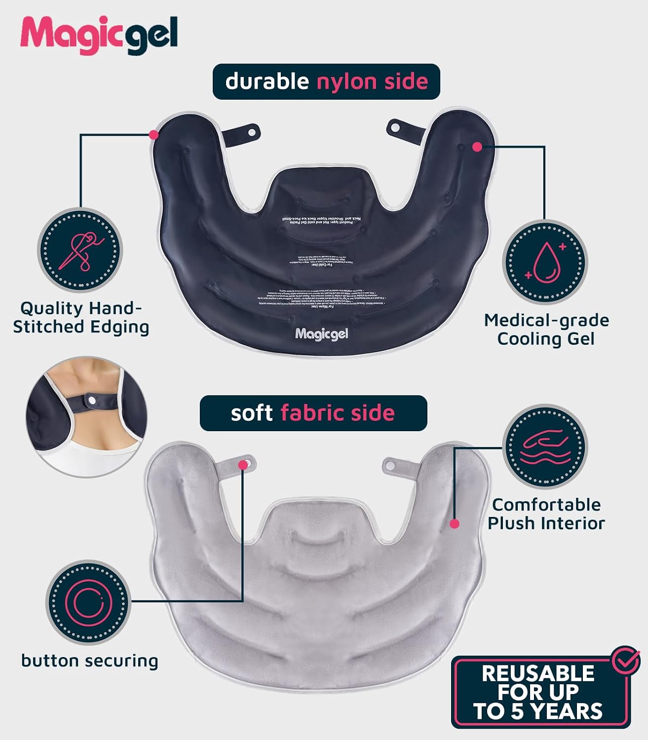 Magic Gel Ice Pack for Neck and Shoulders, Reusable Cervical Ice Pack Wrap for Neck Pain Relief, Flexible Gel Cold Pack for Shoulder Surgery Recovery, Rotator Cuff Injuries, Physical Therapy - Large