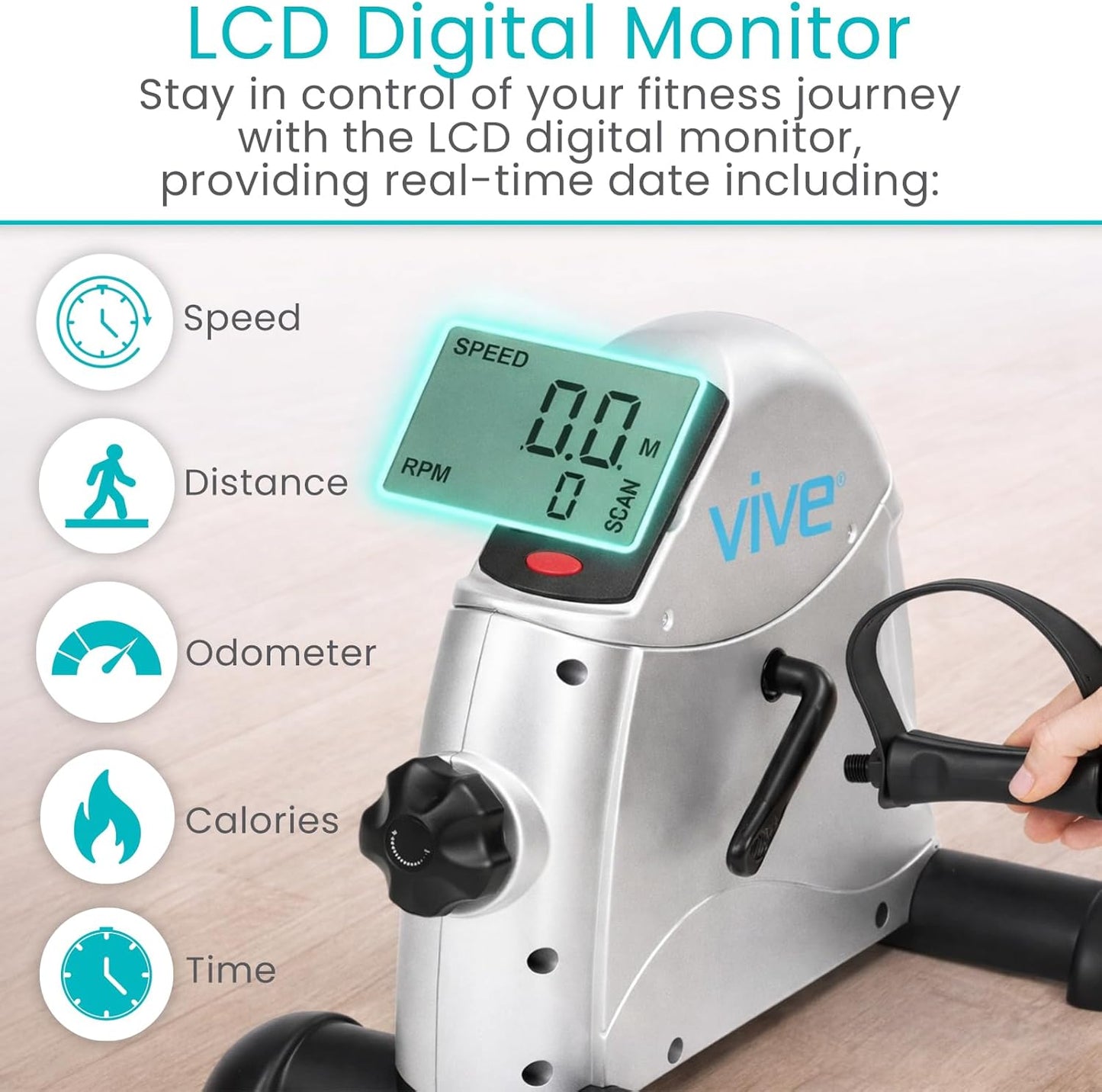 Vive Under Desk Bike Pedal Exerciser - Stationary Exercise Leg Peddler - Low Impact, Portable Mini Cycle Bike for Under Your Office Desk - For Arm or Foot - Small, Sit-Down Recumbent Equipment Machine