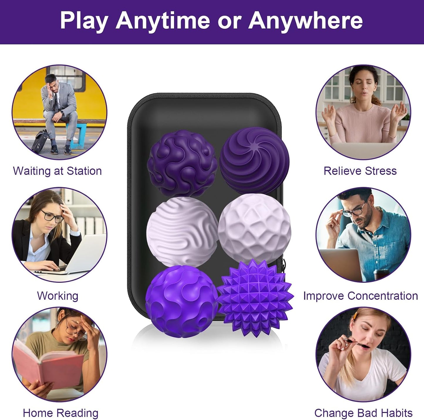 BUSOHA Silicone Fidget Balls - 4 Pack Fidget Toys Adults Sensory Toys Stress Balls for Adults Teens Gifts for Calming,Autism and ADHD Office