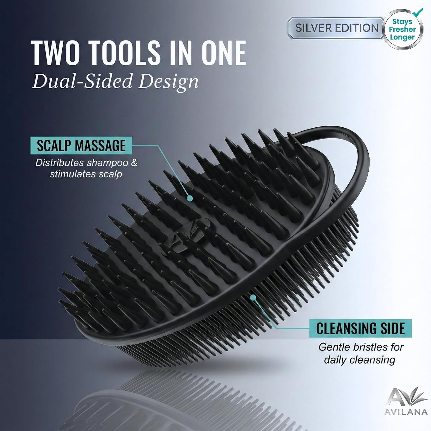 Avilana Premium Silicone Body Scrubber - Trusted Since 2017 - SGS Certified Food Grade Dual Sided Bath Brush, Quick-Dry Exfoliating Loofah Alternative, Massage Brush Sensitive Skin Women Men