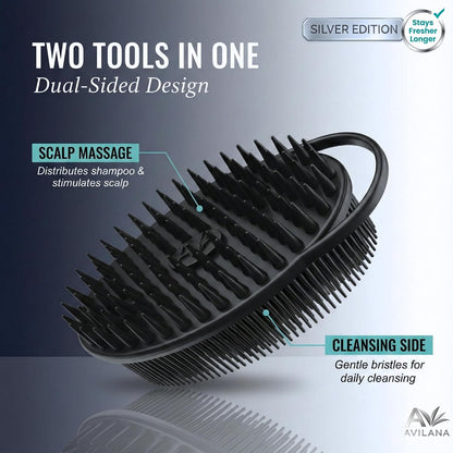 Avilana Premium Silicone Body Scrubber - Trusted Since 2017 - SGS Certified Food Grade Dual Sided Bath Brush, Quick-Dry Exfoliating Loofah Alternative, Massage Brush Sensitive Skin Women Men